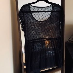 Black Sheer Polkadot Dress Overlay